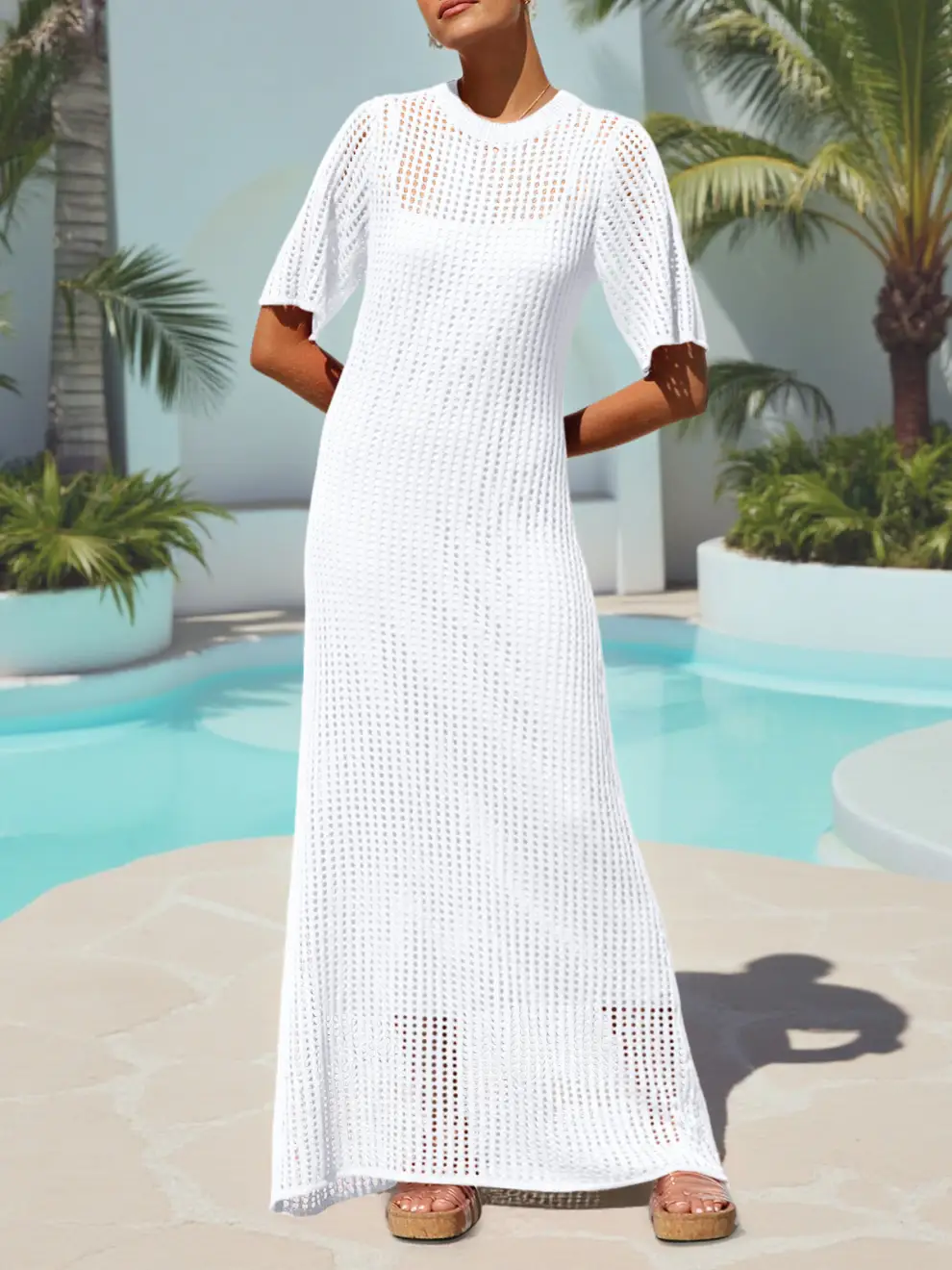 Cover Up Eyelet Swimsuit Dress